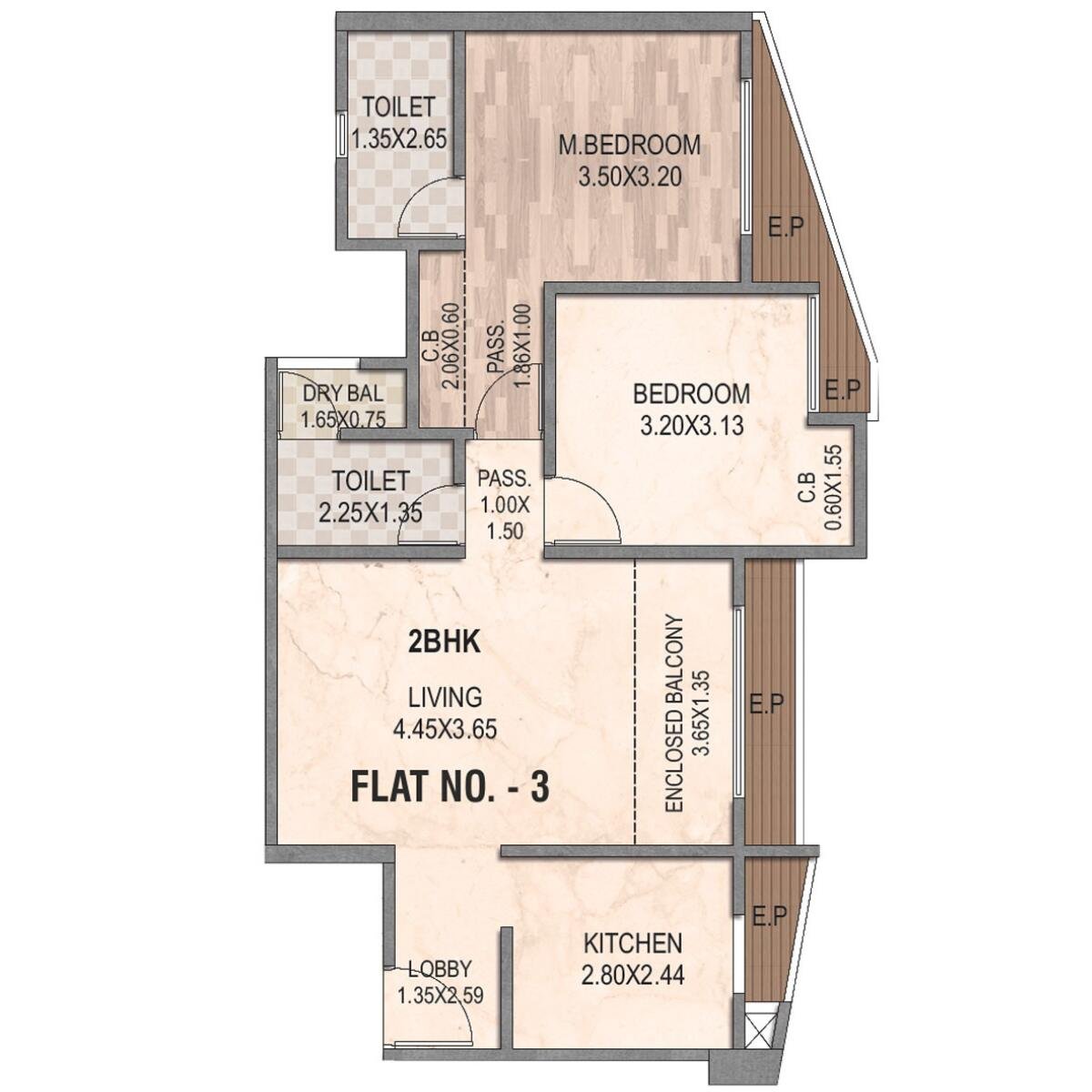 Rosa-Manhattan-Floor-Plan-Phase-I-Bronx-2-BHK-Unit-Plan