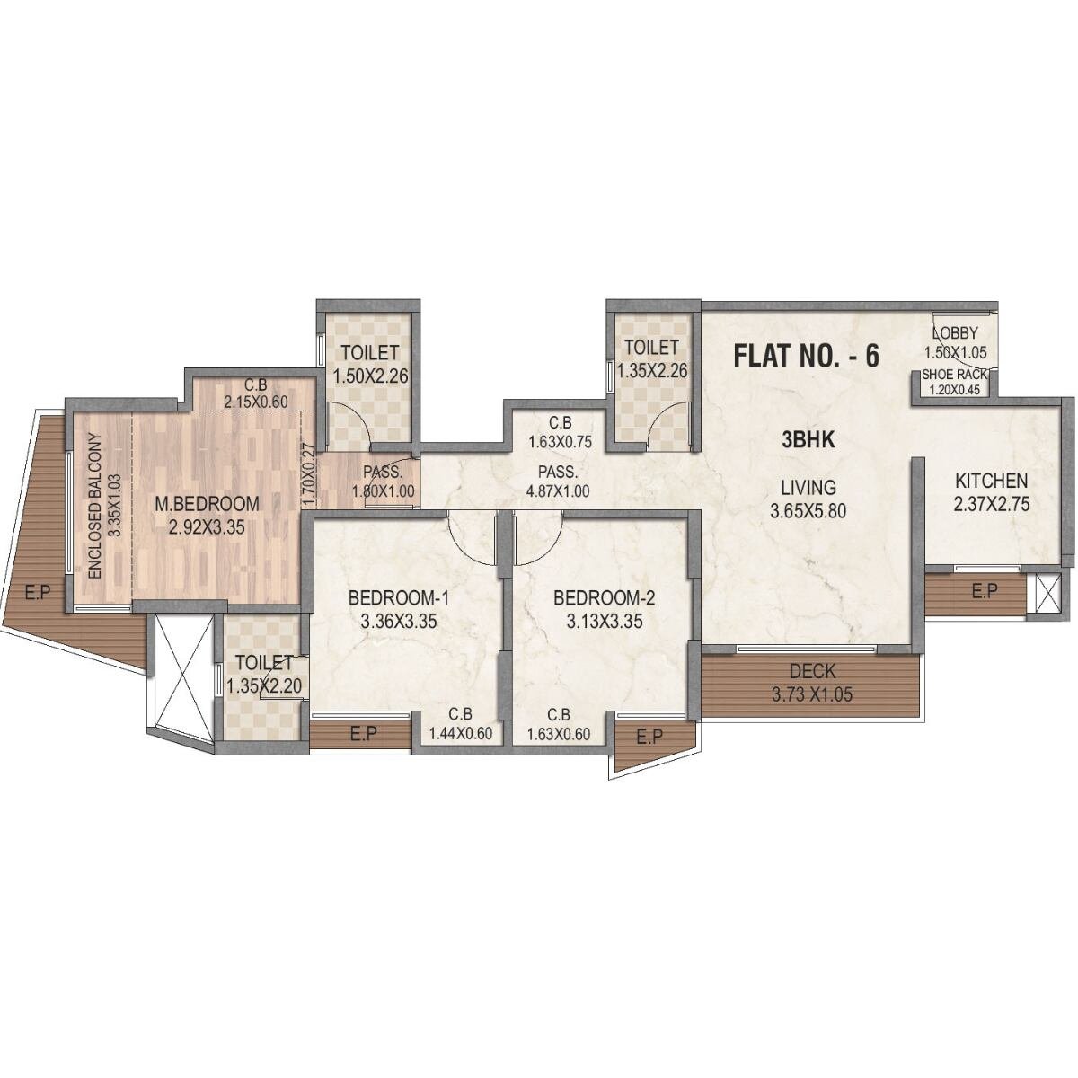 Rosa-Manhattan-Floor-Plan-Phase-I-Bronx-3-BHK-Unit-Plan